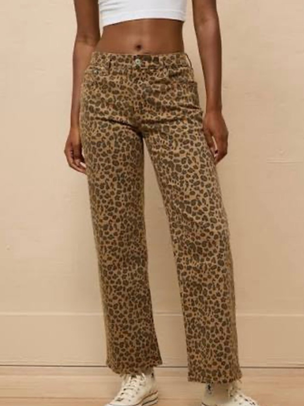 American Eagle Outfitters Leopard Print Wide-Leg Pants - Brown